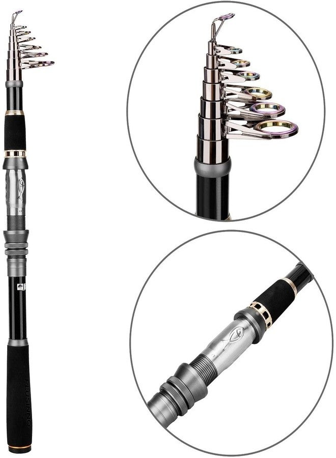 PLUSINNO Telescopic Fishing Rod Pole Spinning Fishing Rod Carbon Fiber Travel Rod for Saltwater Freshwater Rods 2.4M 7.87Ft (ONLY Fishing Rod not Include Reel) - Image 2
